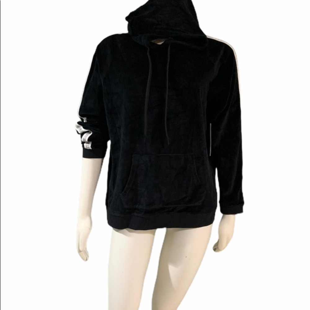 New Jessica Simpson The WarmUp Black Velvet‎ Hoodie Size L